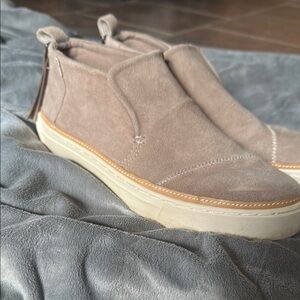 Toms Tan Ankle Booties with Suede Finish